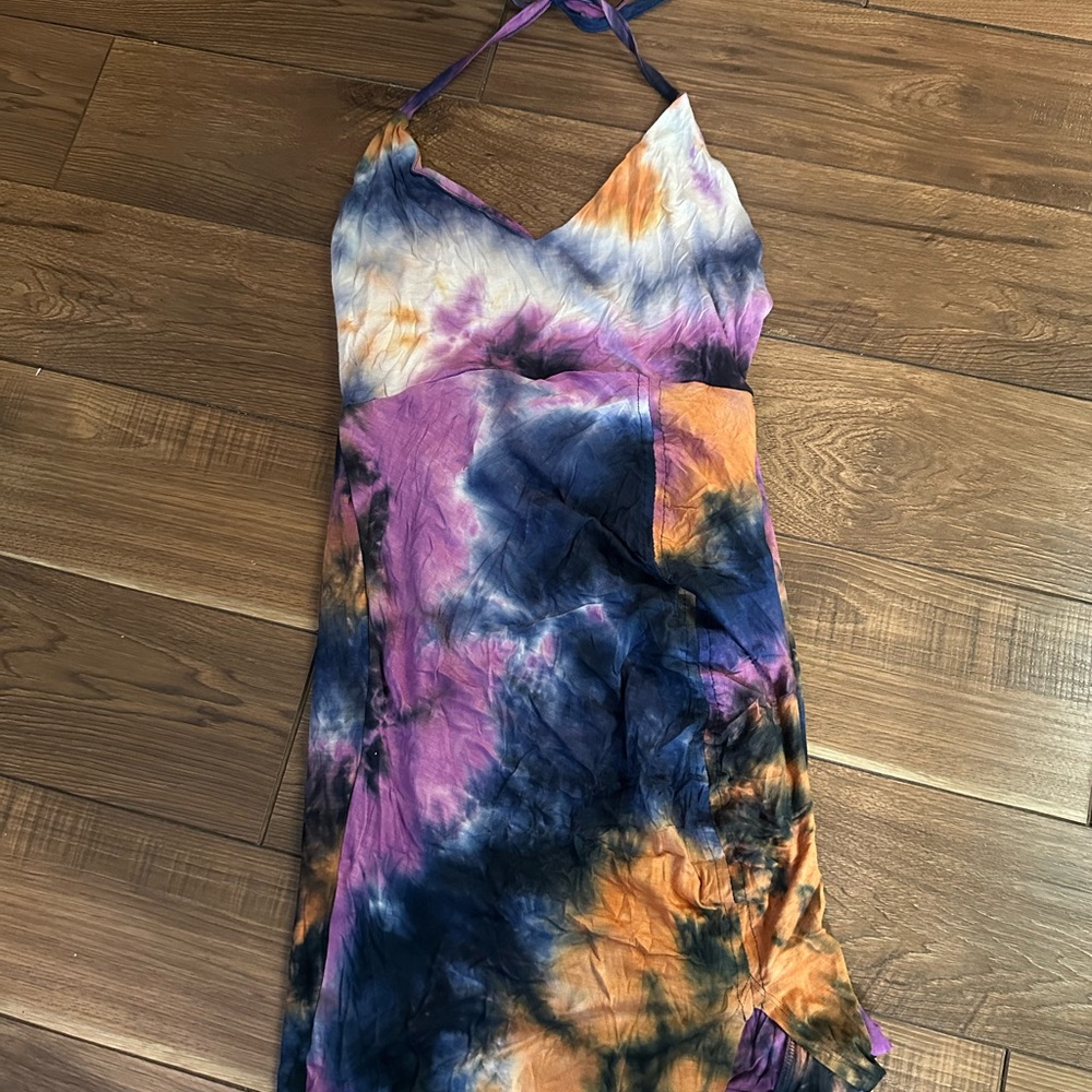 Fashion Nova Multicolor Tie-Dye Backless Dress